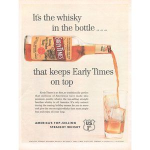 1954 Early Times Kentucky Bourbon Whiskey Vintage Print Ad Highball Rocks 10x13